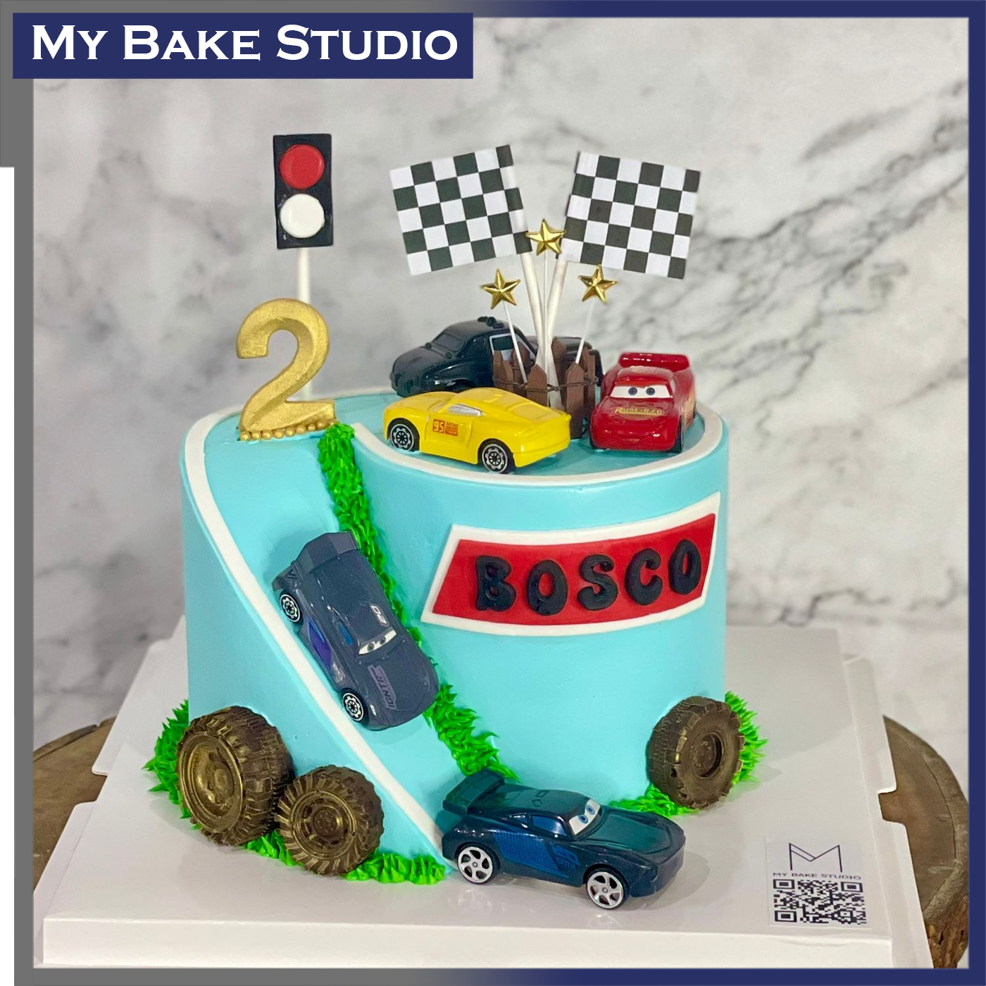 786 Cars on Track Cake