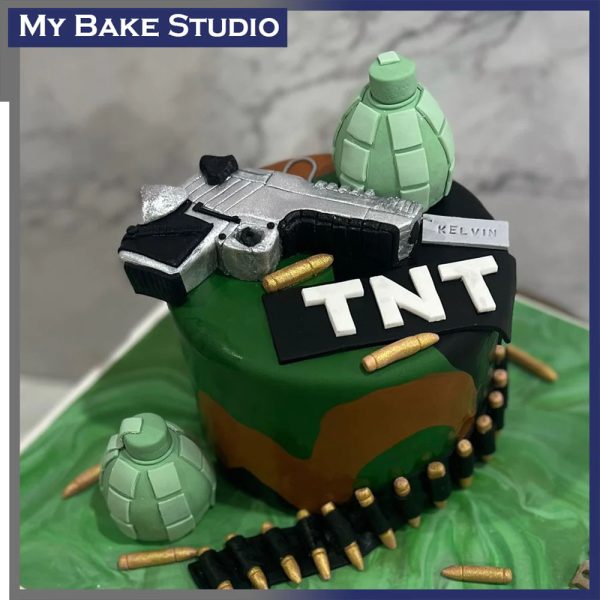 Gun and Grenade Cake