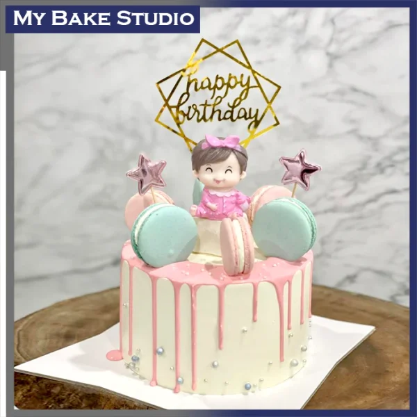 Baby Girl Drip Cake