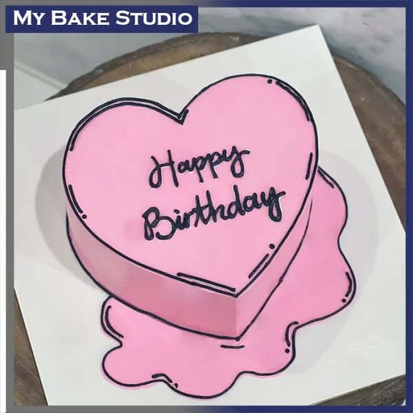2D K Style Love Cake
