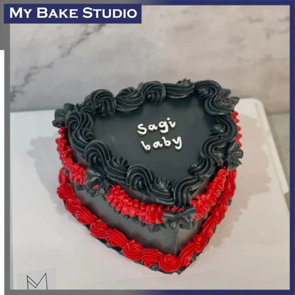 Victorian Black Red Heart Cake